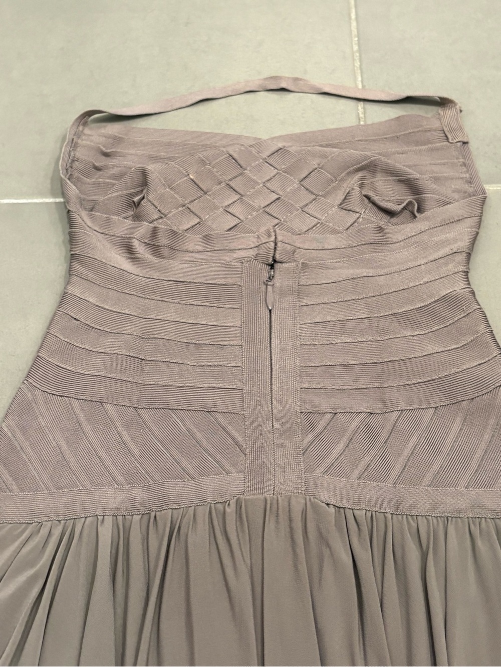 SOLD!! Vintage Herve Leger Taupe Bandage & Layered Cocktail Dress - Picture 8 of 15